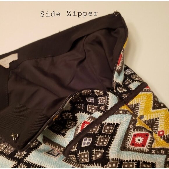 Aztec Print A-Line Mini Skirt With Side Zipper - Picture 4 of 7